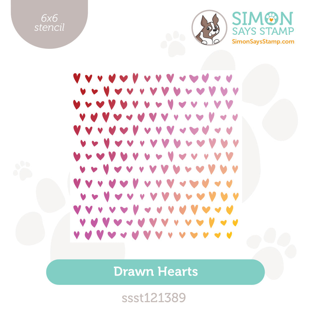 Simon Says Stamp Stencil DRAWN HEARTS SSST121389