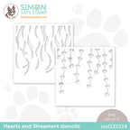 Simon Says Stamp Set of 2 Stencils HEARTS AND STREAMERS LAYERING ssst121514