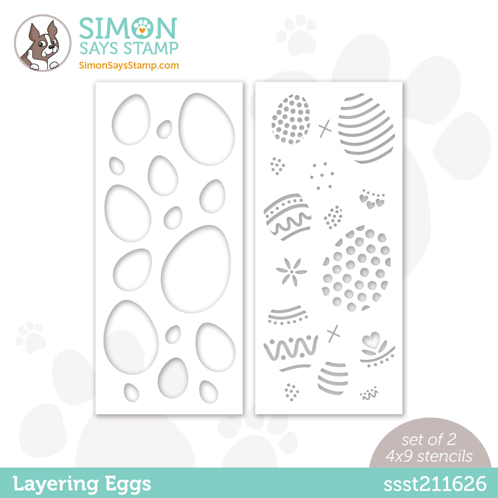 Simon Says Stamp Set of 2 Stencils LAYERING EGGS ssst211626