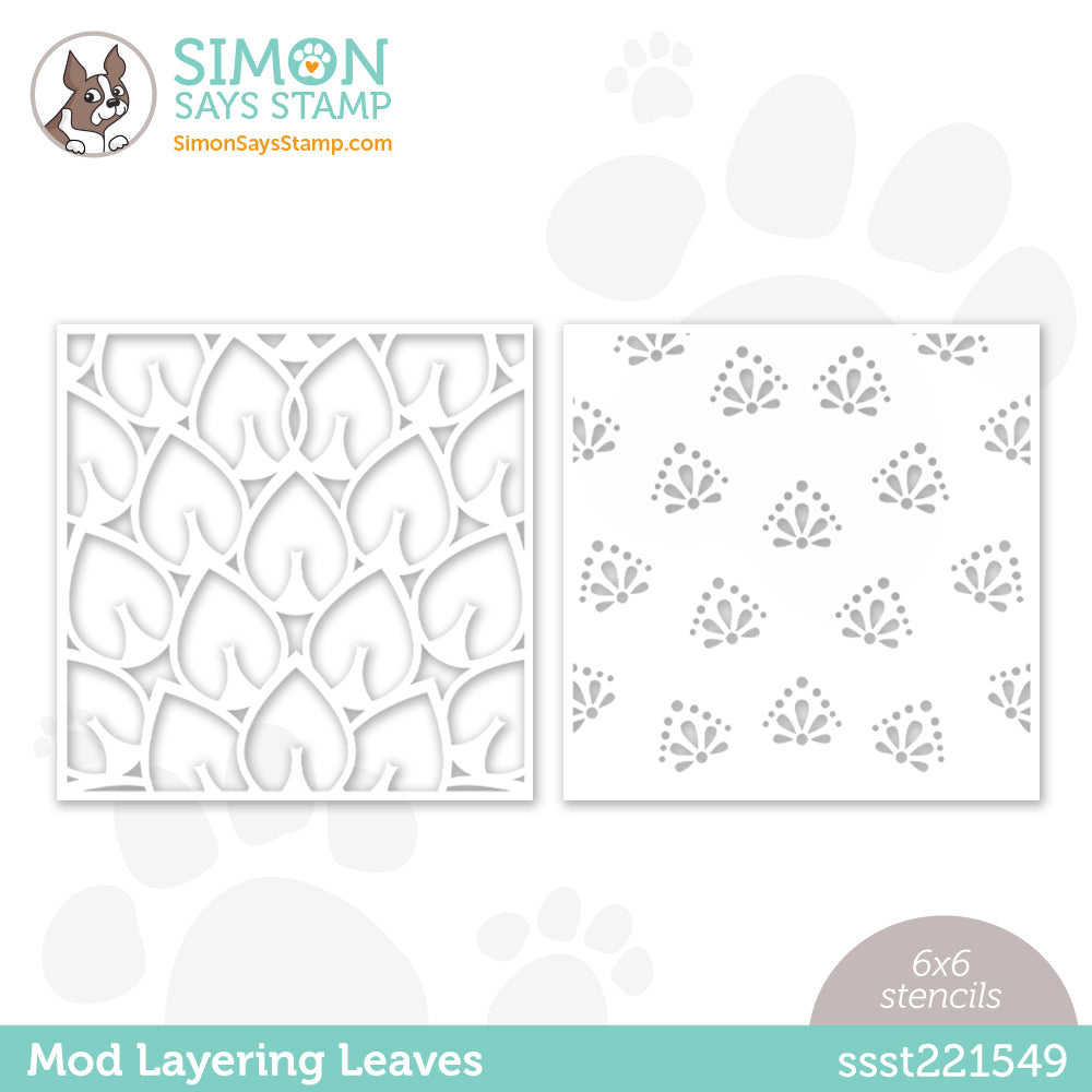 Simon Says Stamp Set of 2 Stencils MOD LAYERING LEAVES ssst221549