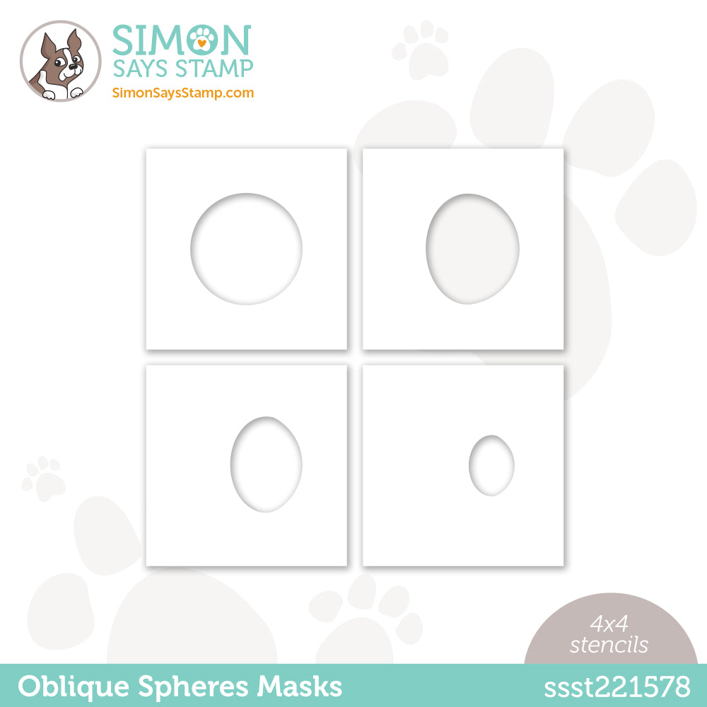 Simon Says Stamp Set of 4 Stencils OBLIQUE SPHERES with 4 Masks ssst221578*