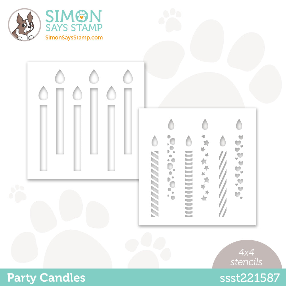 Simon Says Stamp Set of 2 Stencils PARTY CANDLES ssst221587