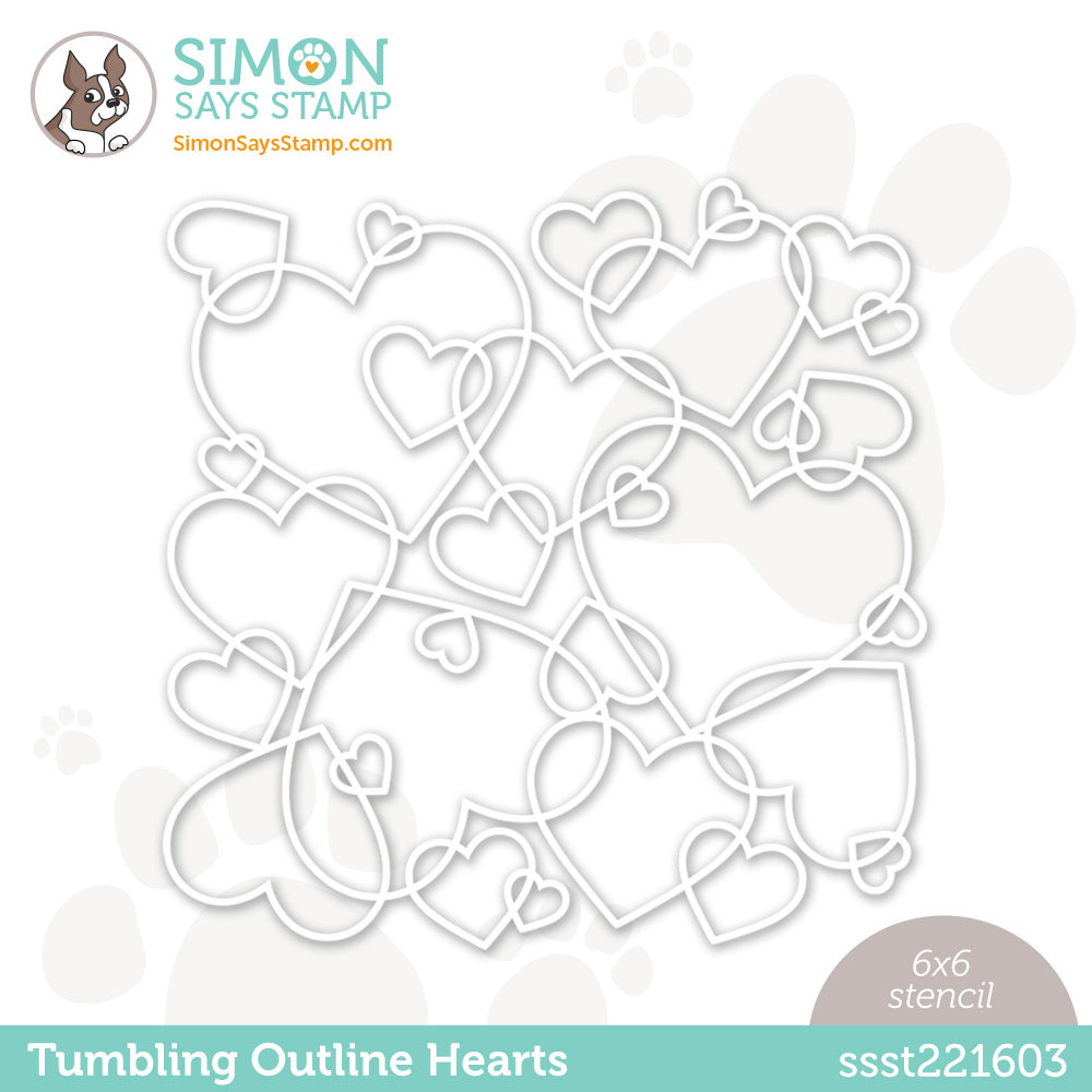 Simon Says Stamp Stencil TUMBLING OUTLINE HEARTS ssst221603
