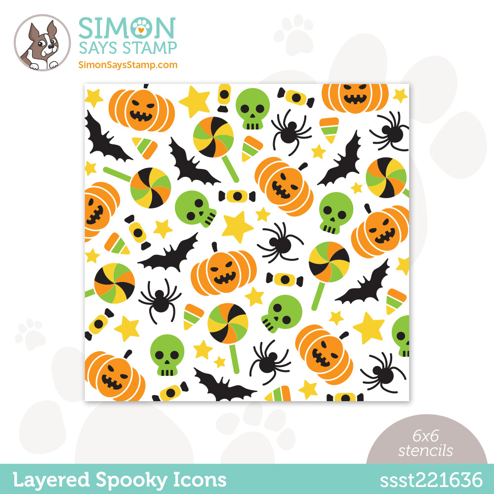 Simon Says Stamp Set of 4 Stencils LAYERED SPOOKY ICONS ssst221636