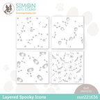 Simon Says Stamp Set of 4 Stencils LAYERED SPOOKY ICONS ssst221636