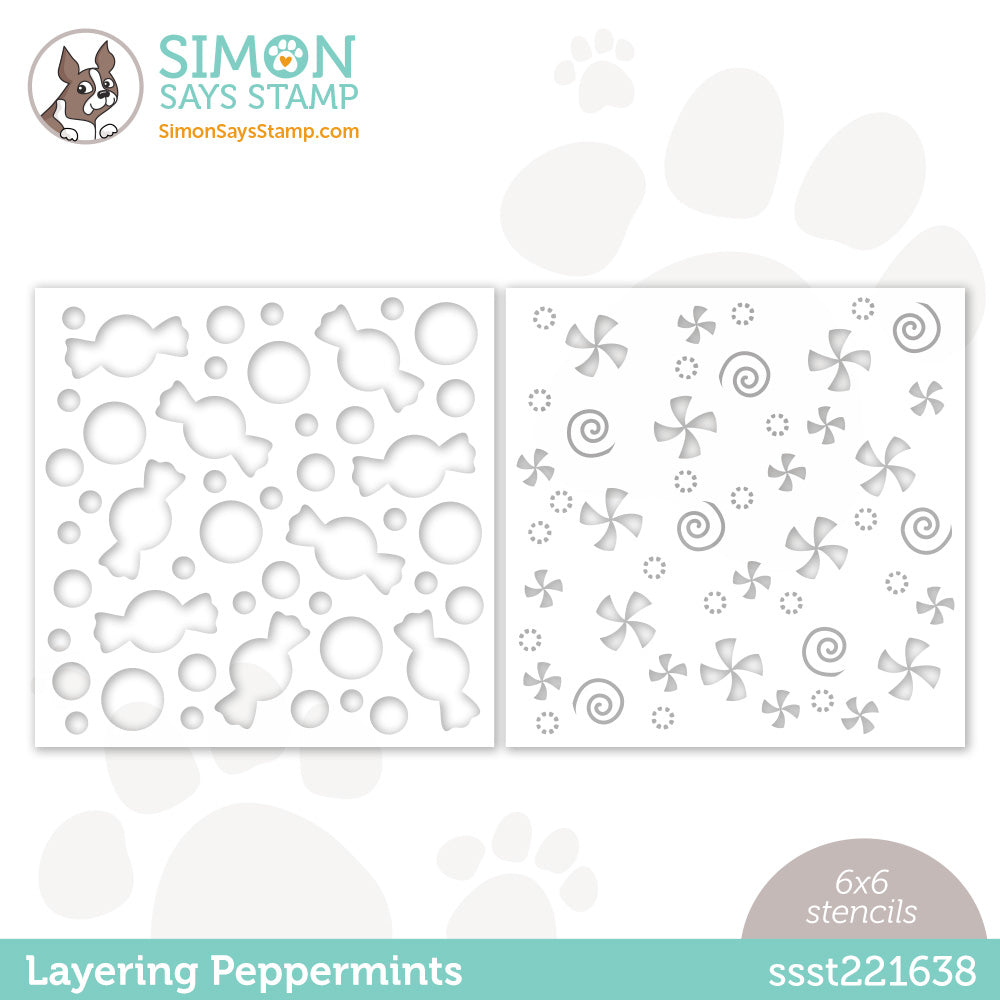 Simon Says Stamp Set of 2 Stencils LAYERING PEPPERMINTS ssst221638