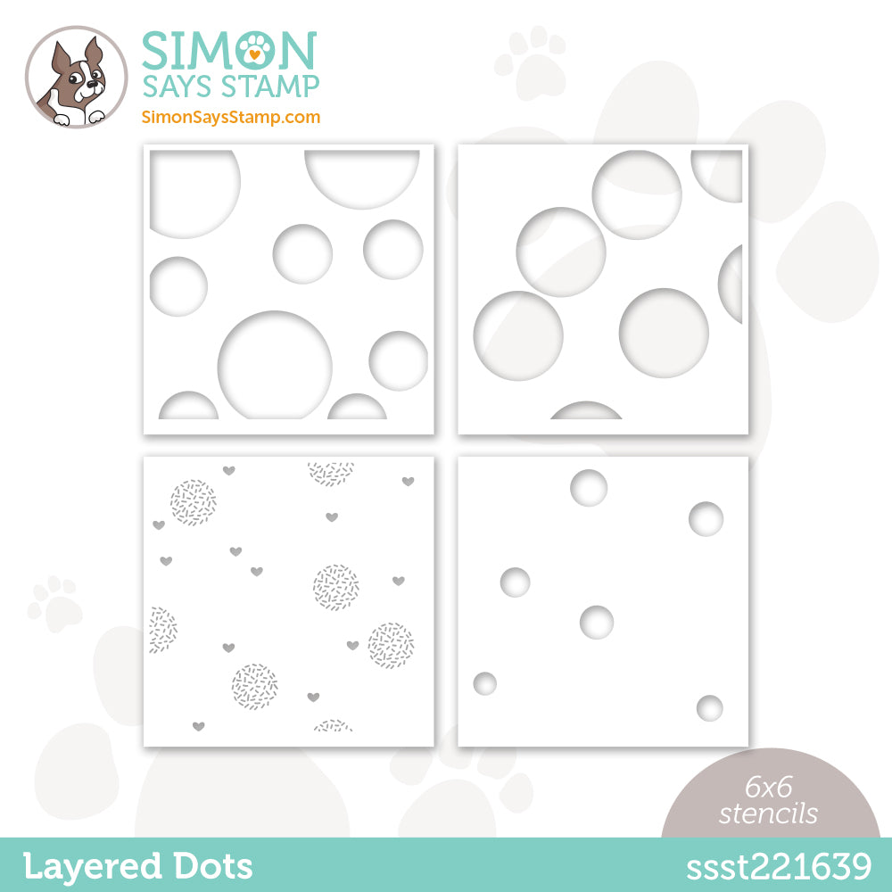 Simon Says Stamp Set of 4 Stencils LAYERED DOTS ssst221639