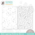 Simon Says Stamp Set of 2 Stencils RETRO LAYERING CHRISTMAS BERRIES ssst221641