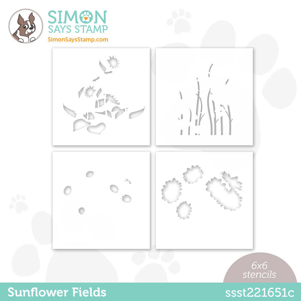 Simon Says Stamp Set of 4 Stencils SUNFLOWER FIELDS ssst221651c