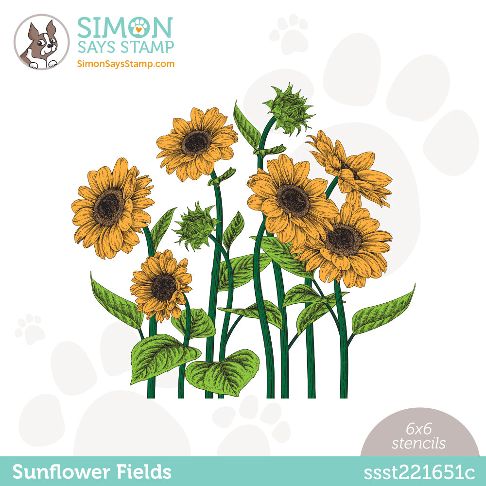 Simon Says Stamp Set of 4 Stencils SUNFLOWER FIELDS ssst221651c
