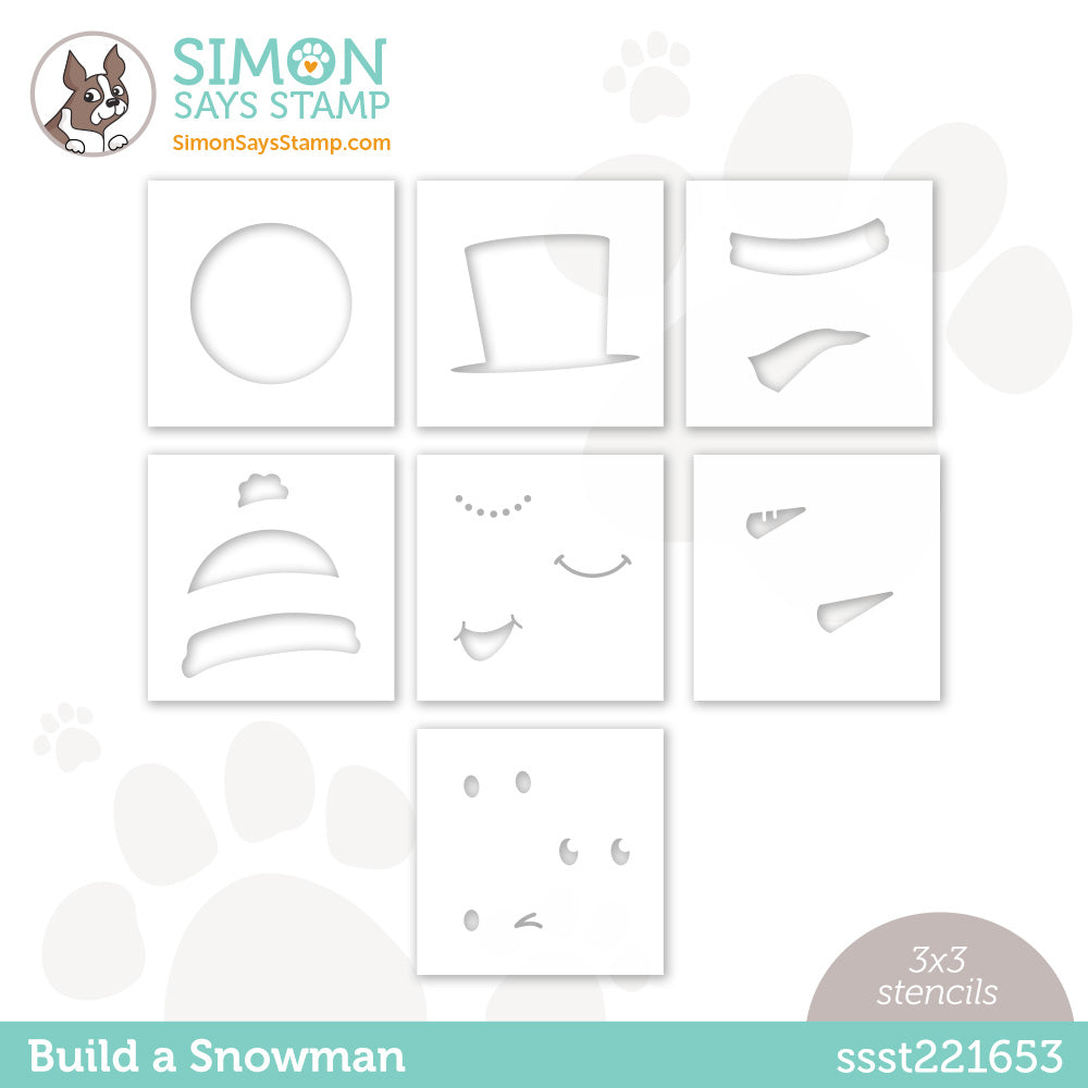 Simon Says Stamp Set of 7 Stencils BUILD A SNOWMAN ssst221653