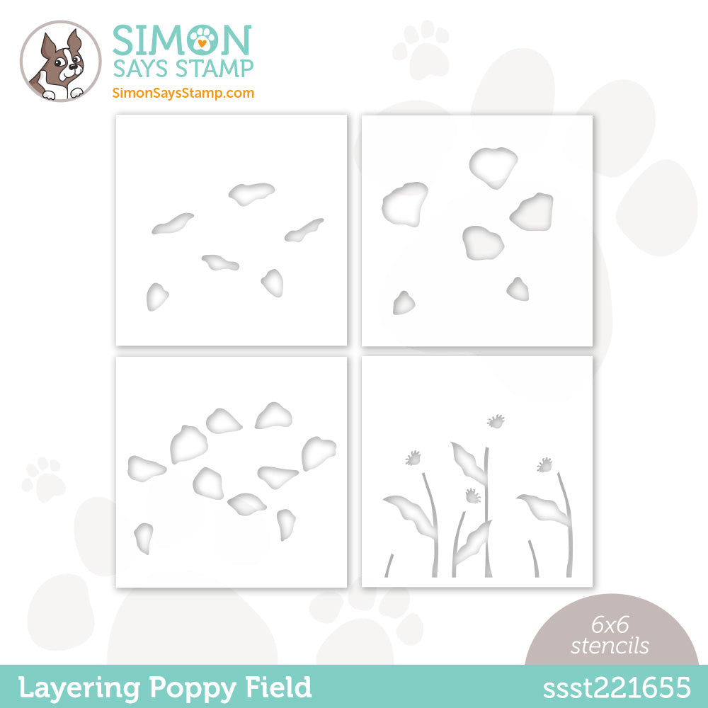 Simon Says Stamp Set of 4 Stencils POPPY FIELD ssst221655 *