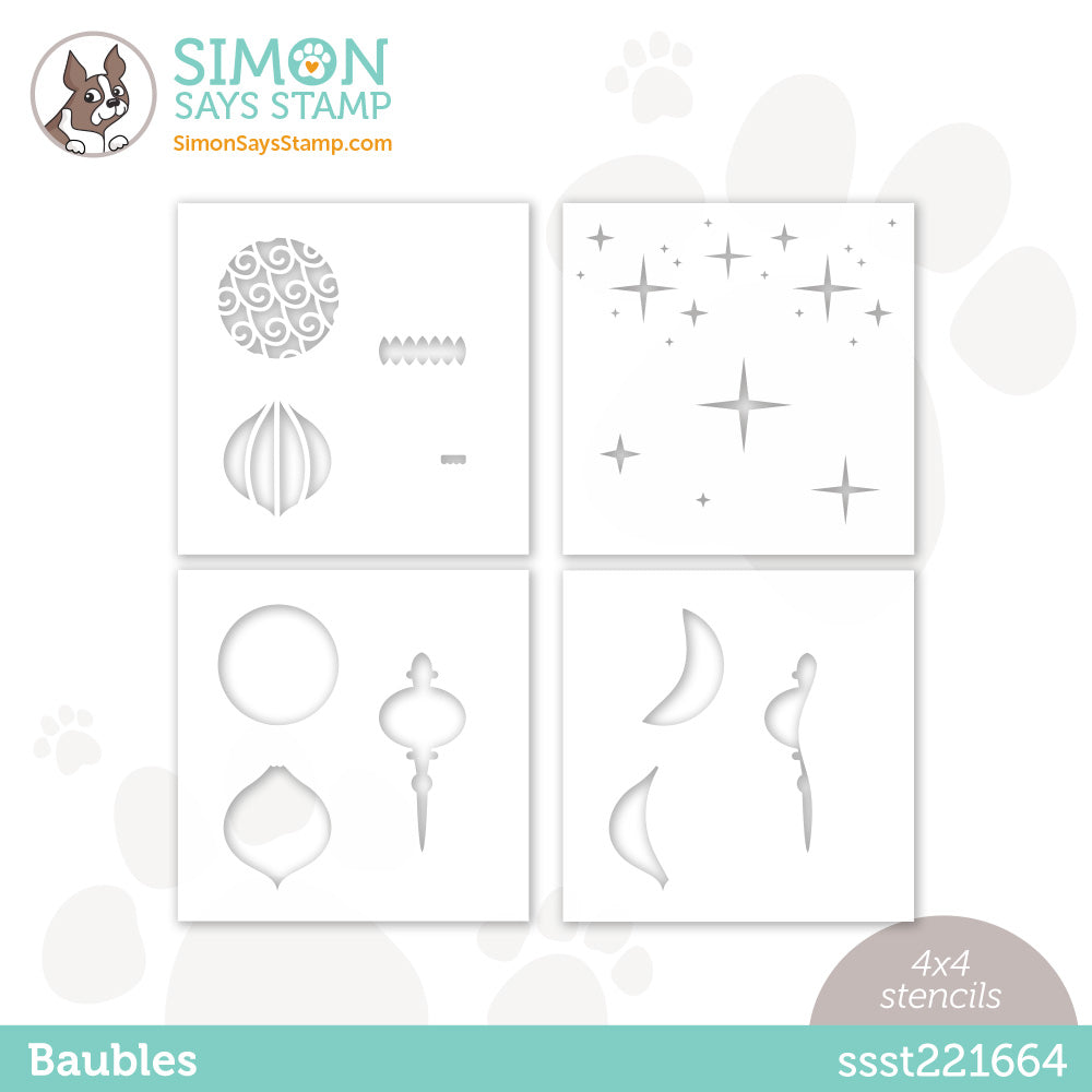 Simon Says Stamp Set of 4 Stencils BAUBLES ssst221664