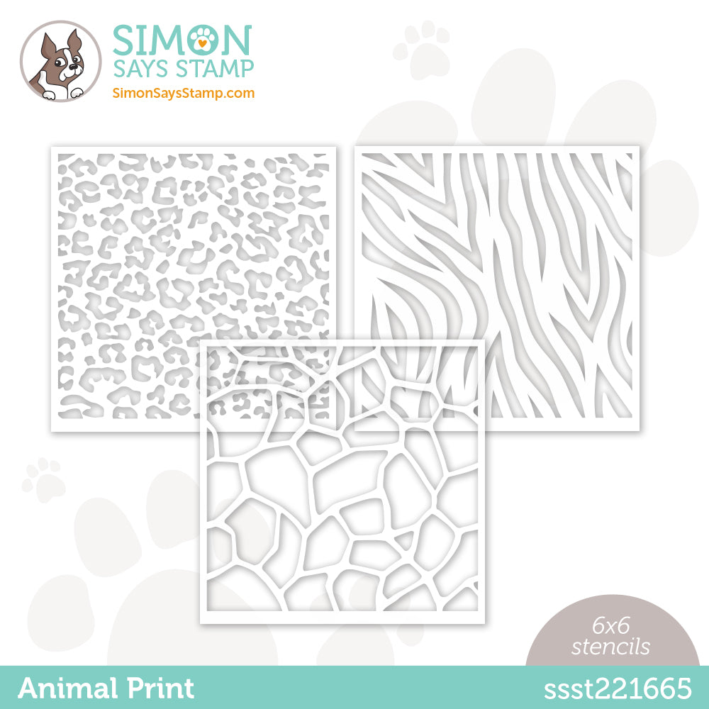 Simon Says Stamp Set of 3 Stencils ANIMAL PRINT ssst221665 Kisses