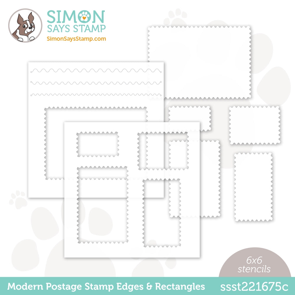 Simon Says Stamp Stencils Modern Postage Stamp Edges And Rectangles ssst221675c Dear Friend