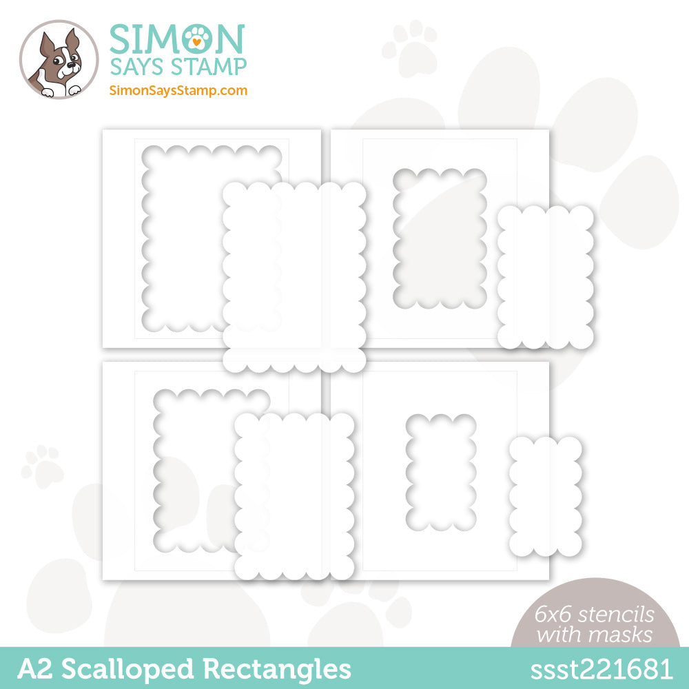 Simon Says Stamp Stencils A2 Scalloped Rectangles ssst221681 Out Of This World