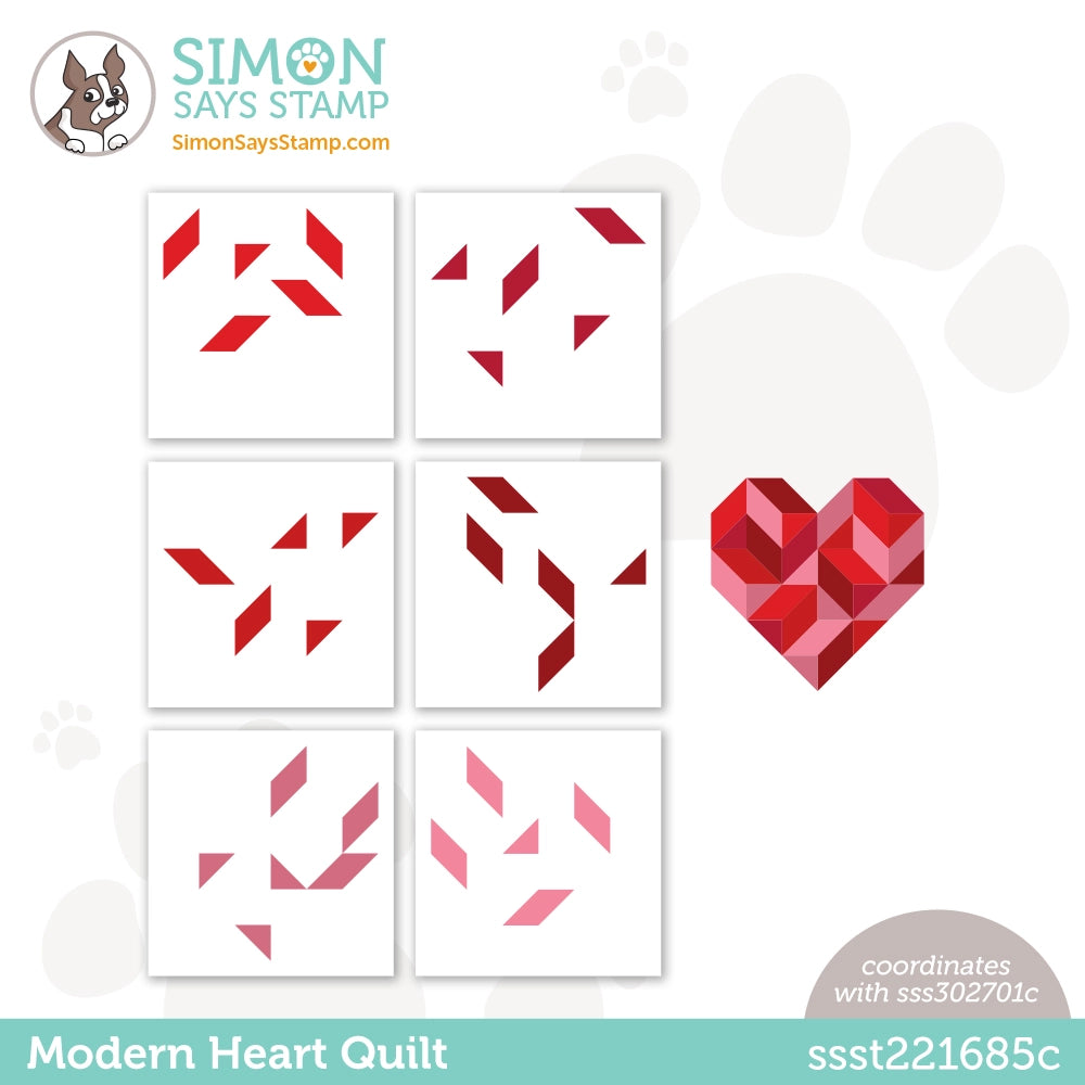 Simon Says Stamp Stencils Modern Heart Quilt ssst221685c Dear Friend