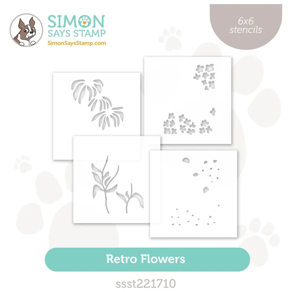 Simon Says Stamp Retro Flowers Stencil Set Simon Says Stamp Retro Flowers Stencil Set
