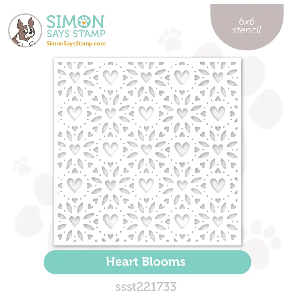 Simon Says Stencil Heart Blooms ssst221733 Sweetheart