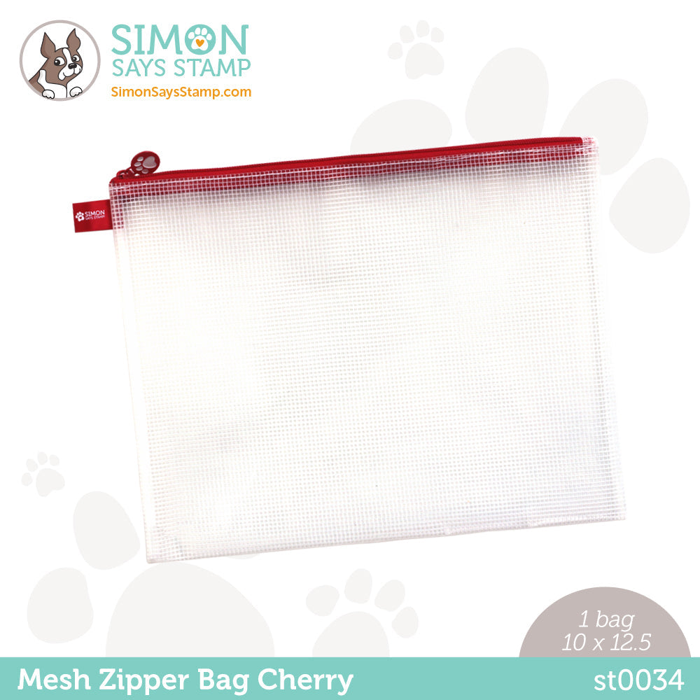 Simon Says Stamp CHERRY Red MESH ZIPPER BAG st0034