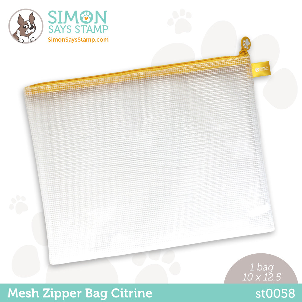 Simon Says Stamp CITRINE Yellow MESH ZIPPER BAG st0058