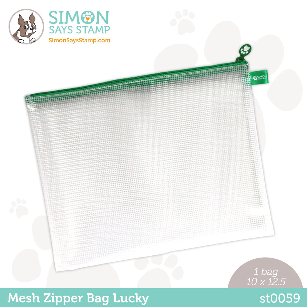 Simon Says Stamp LUCKY Green MESH ZIPPER BAG st0059