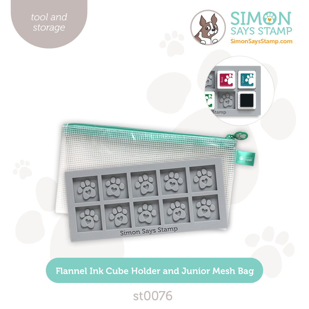 Simon Says Stamp Flannel Gray INK CUBE HOLDER and Mesh Storage st0076