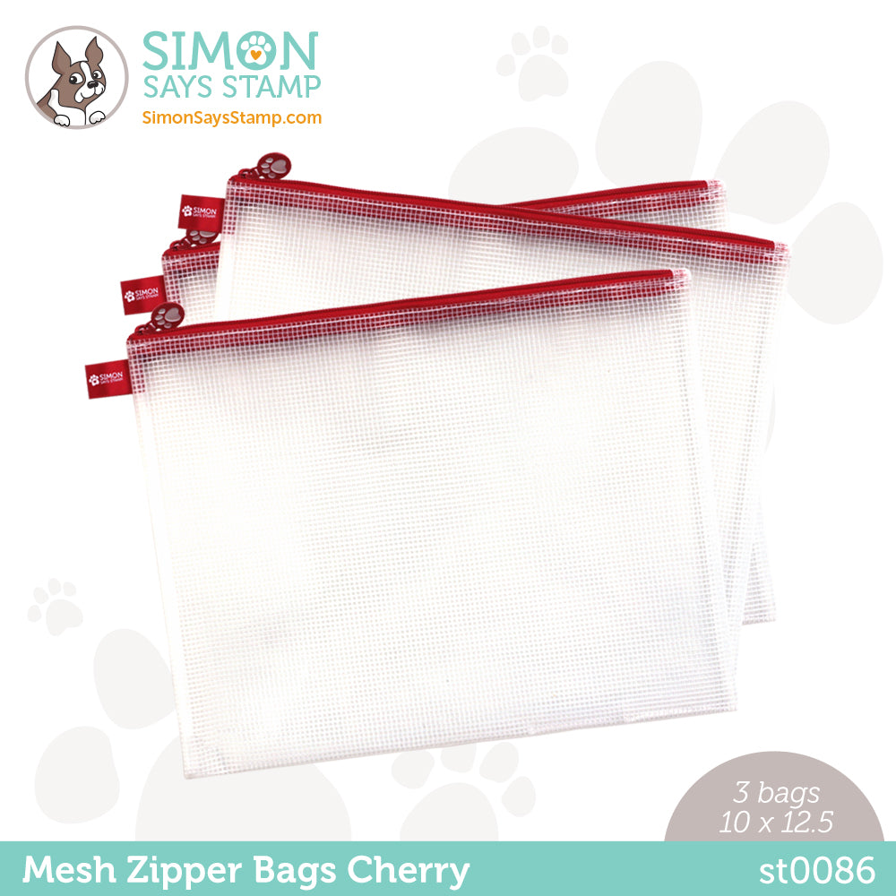 Simon Says Stamp Cherry Red Mesh Zipper Bags 3 Pack