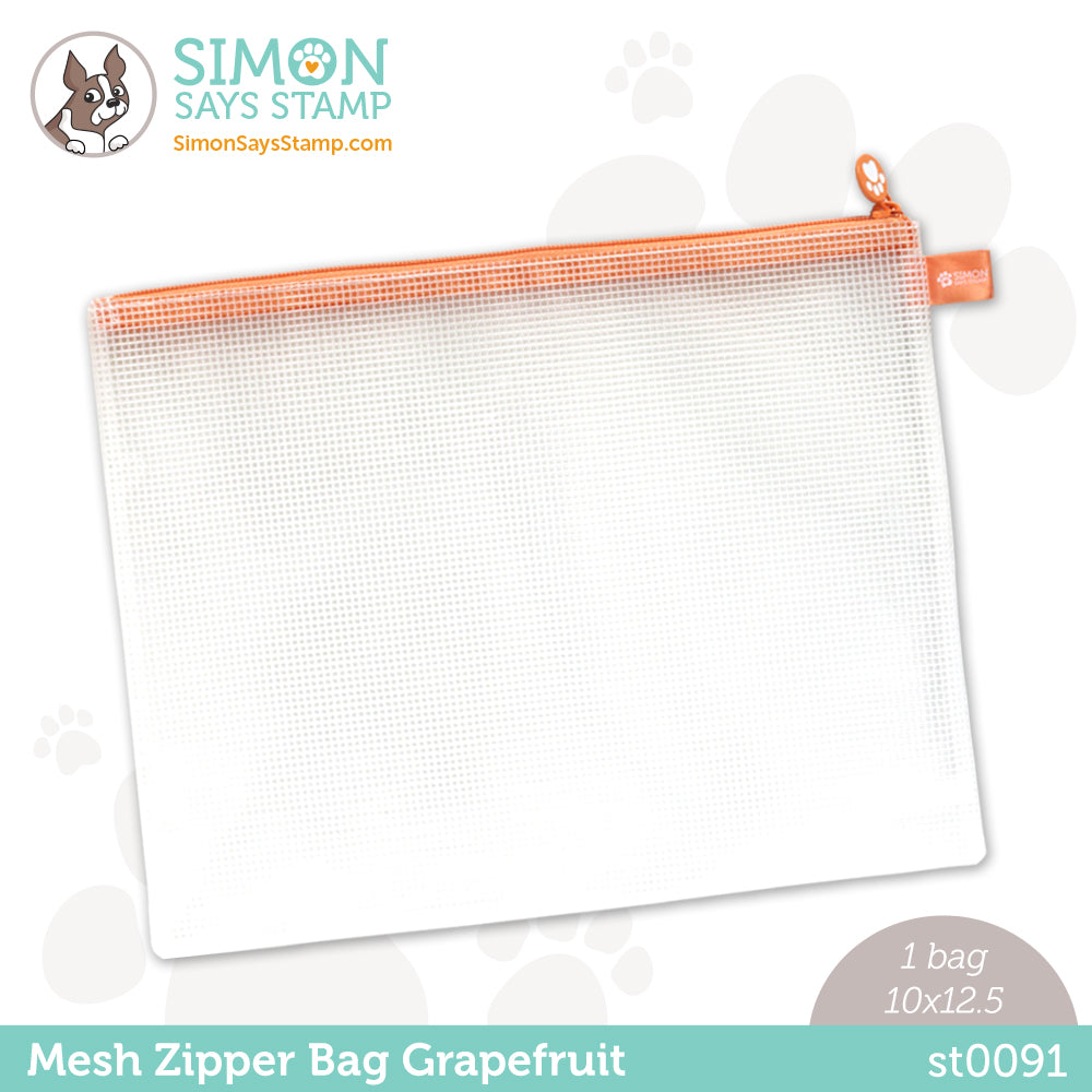 Simon Says Stamp GRAPEFRUIT Orange MESH ZIPPER BAG st0091