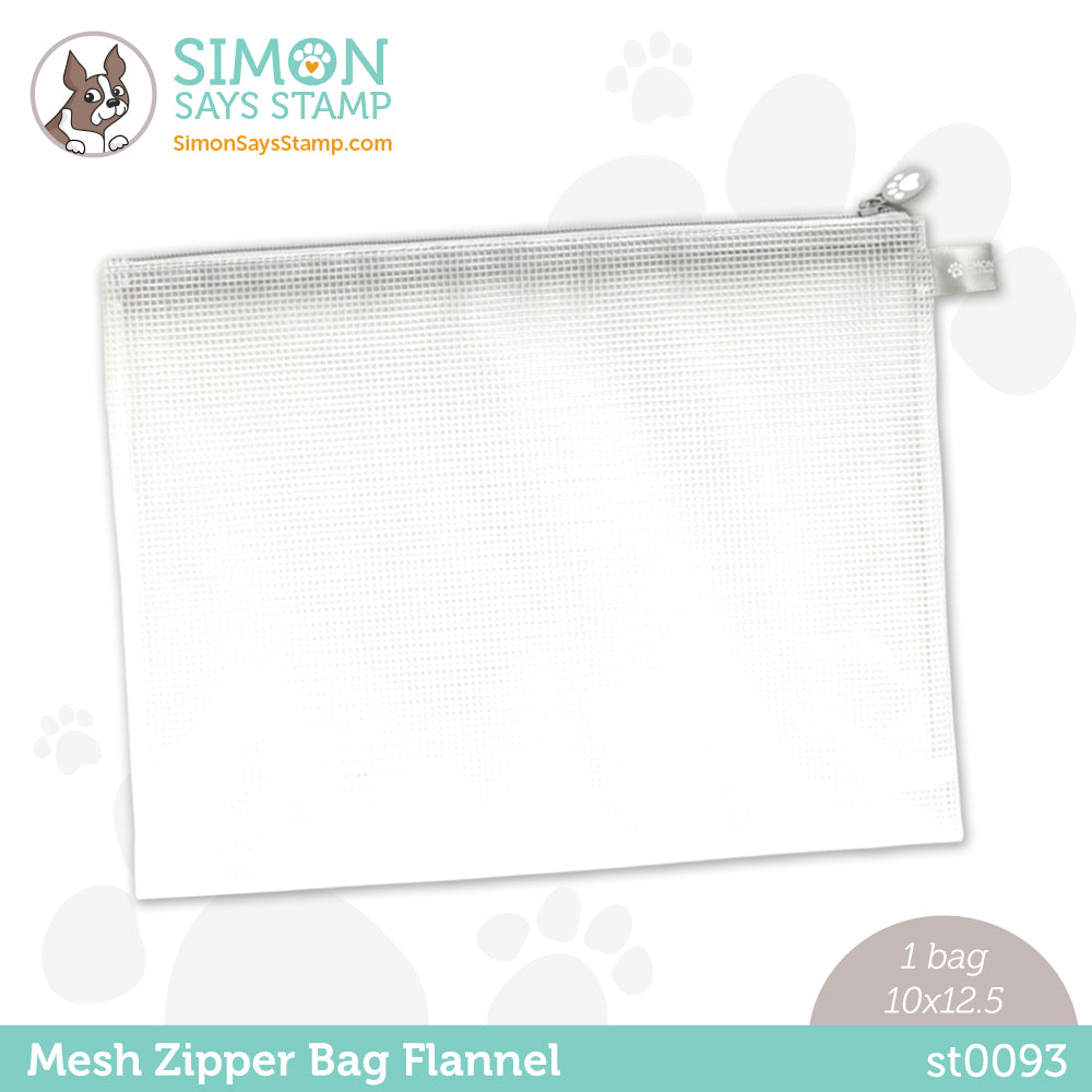 Simon Says Stamp FLANNEL Gray MESH ZIPPER BAG st0093