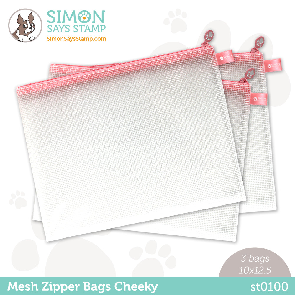 Simon Says Stamp Cheeky Pink Mesh Zipper Bags 3 Pack