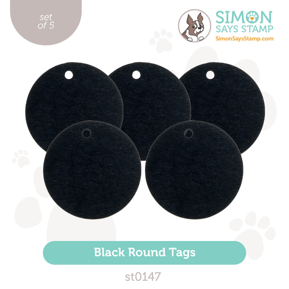Simon Says Stamp Black Round Tags Set of 5 st0147 *