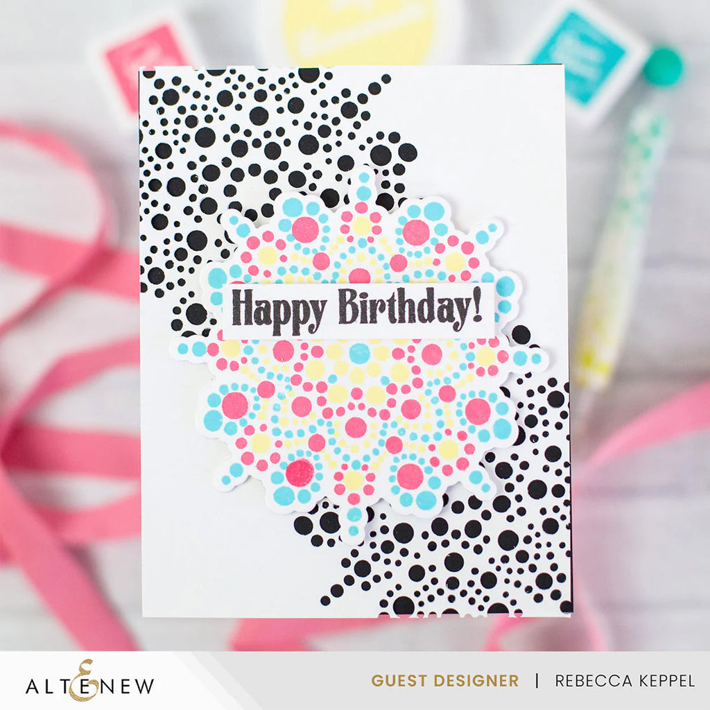 Altenew Dotted Mandala Clear Stamp and Die Set happy birthday