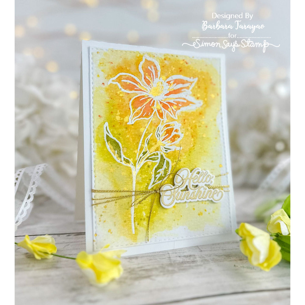 Simon Says Clear Stamps Wild And Free Flowers 2026ssc Be Bold Hello Card | color-code:ALT06