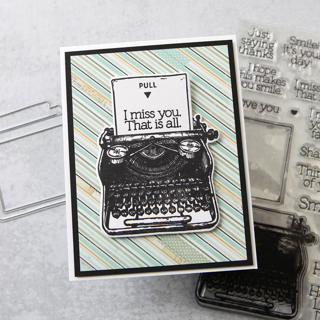Simon Says Clear Stamps Slider Typewriter And Camera 2006ssc Miss You Card | color-code:ALT03