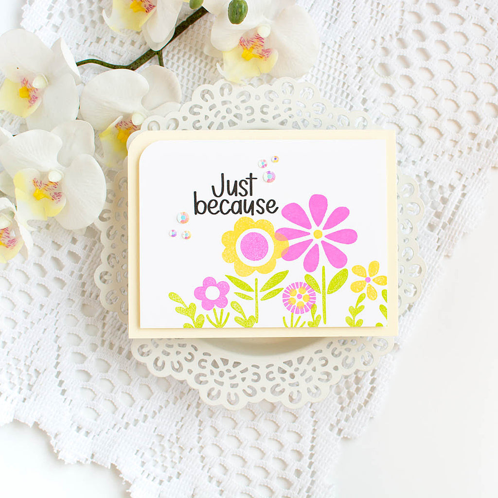 Simon Says Clear Stamps Flower Happy sss202634c Just Because Card | color-code:ALT09