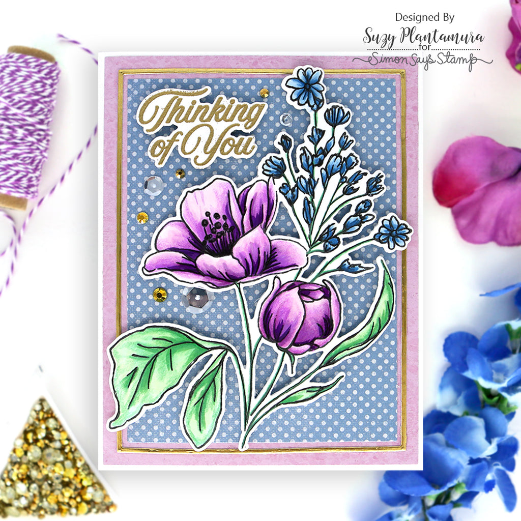 Simon Says Clear Stamps Wild And Free Flowers 2026ssc Be Bold Thinking of You Card | color-code:ALT03