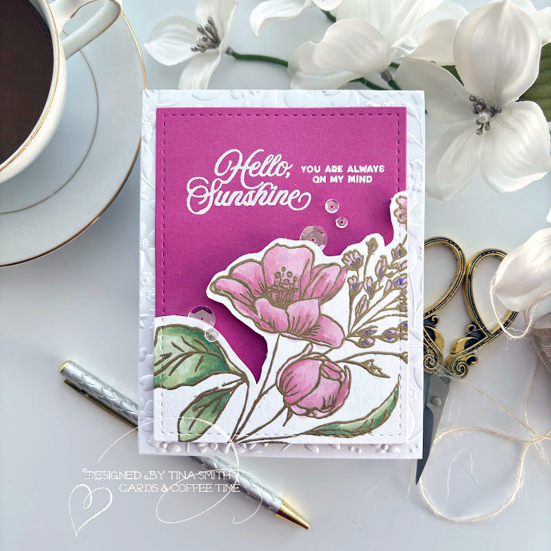 Simon Says Clear Stamps Wild And Free Flowers 2026ssc Be Bold Hello Card | color-code:ALT09