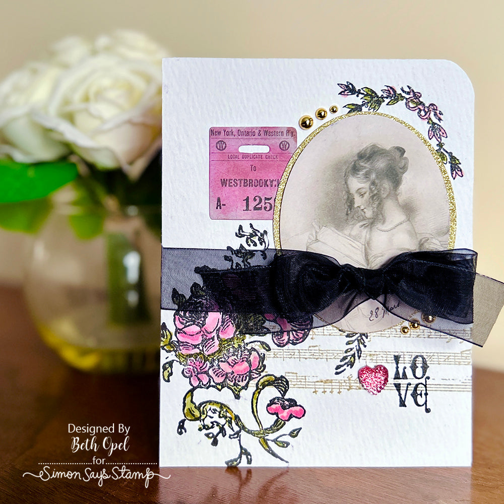 Simon Says Stamps and Dies Distressed Vintage Love Notes set296vl Love Card