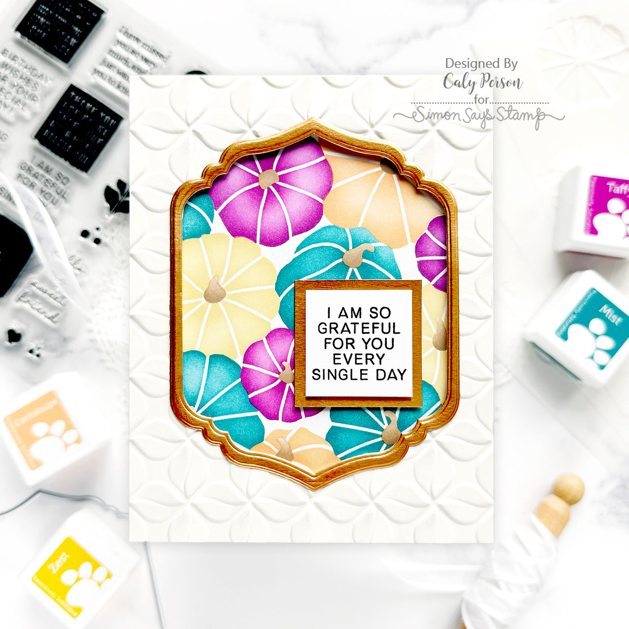 CZ Design Clear Stamps A2 Grid Basics cz399c Grateful Card | color-code:ALT04