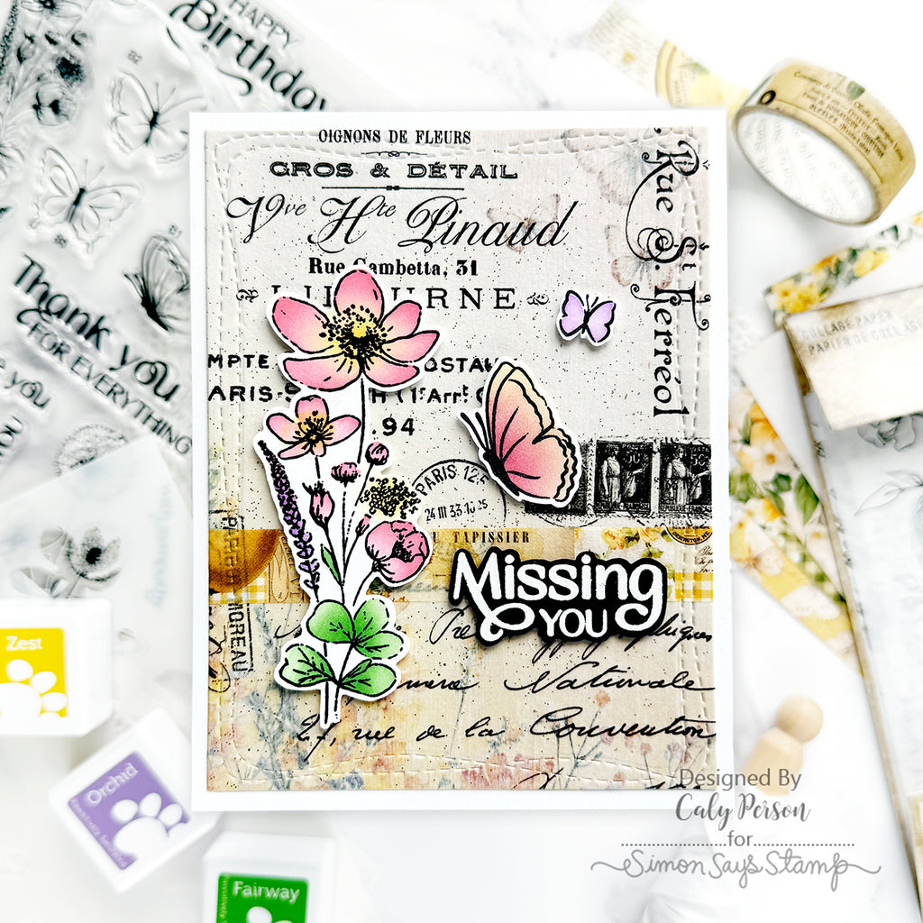 Simon Says Clear Stamps Butterfly Blossoms 2215ssc Miss You Card | color-code:ALT01