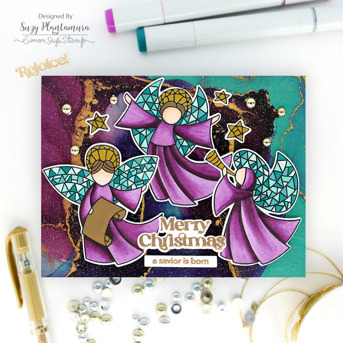Simon Says Clear Stamp Stained Glass Christmas 2147ssc Christmas Card | color-code:ALT04
