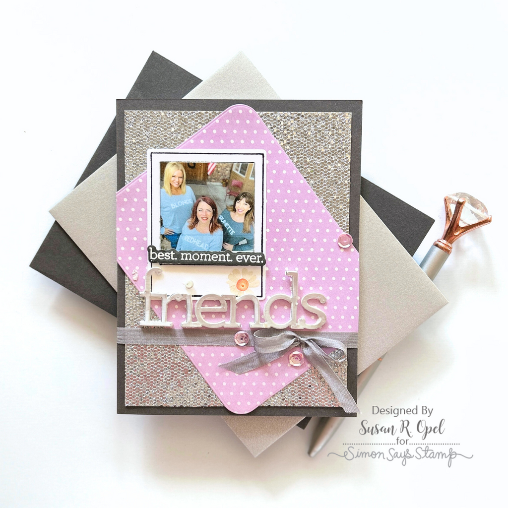 CZ Design Clear Stamps Modern Scrapbook cz288c Moments in Time Friend Card