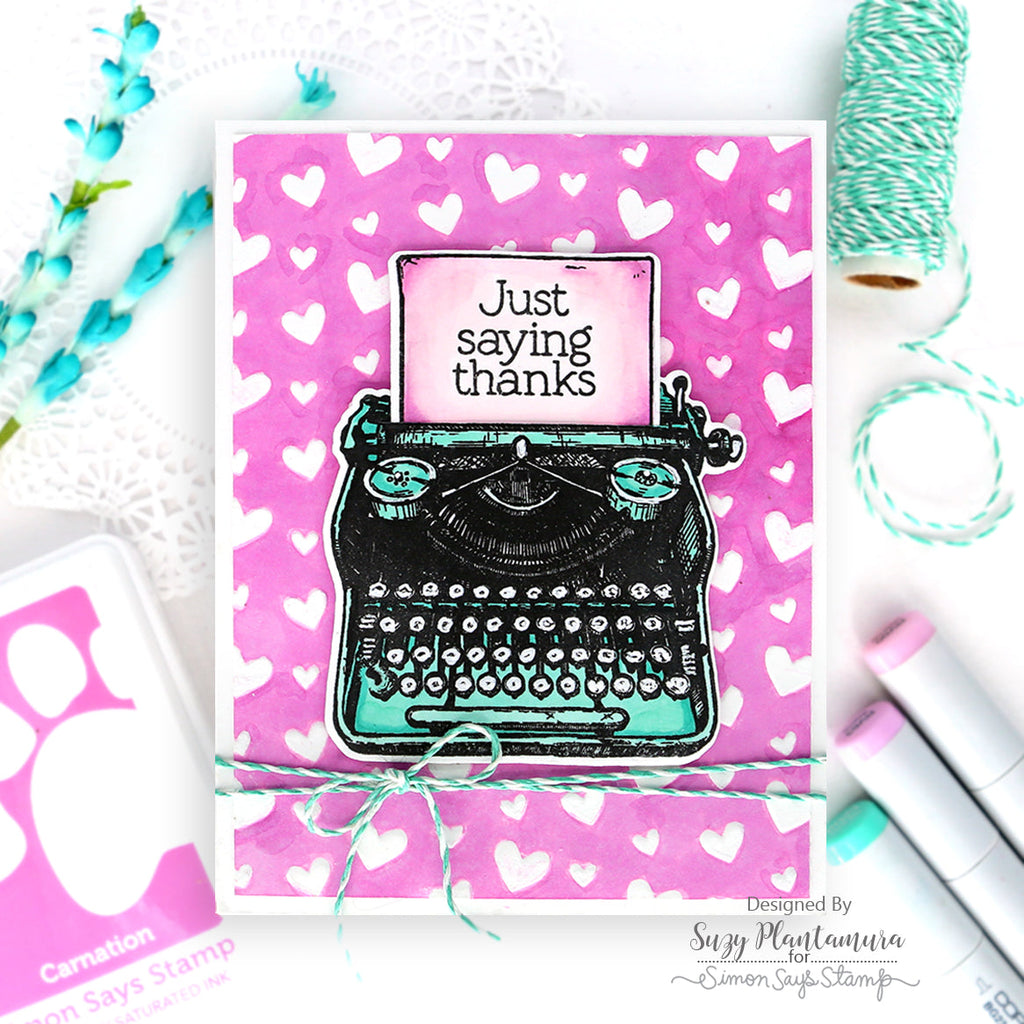Simon Says Clear Stamps Slider Typewriter And Camera 2006ssc Thanks Card | color-code:ALT05