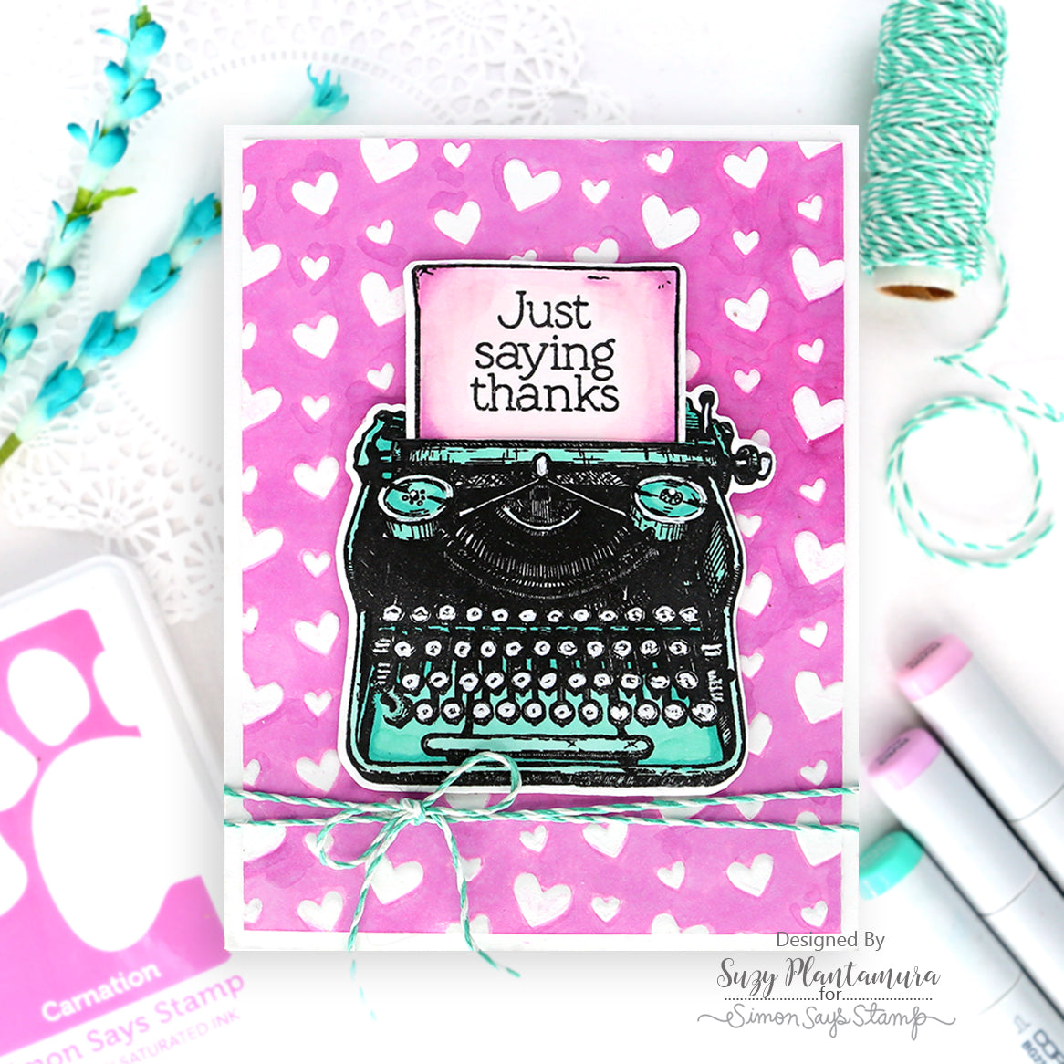 Simon Says Clear Stamps Slider Typewriter And Camera 2006ssc Thanks Card | color-code:ALT05
