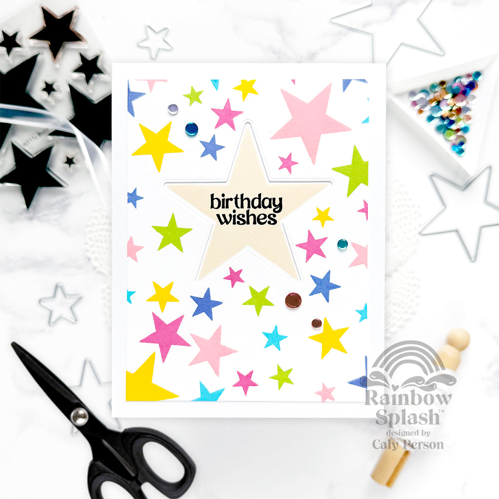 Rainbow Splash Clear Stamps Bold Stars rs111c Birthday Card | color-code:ALT02