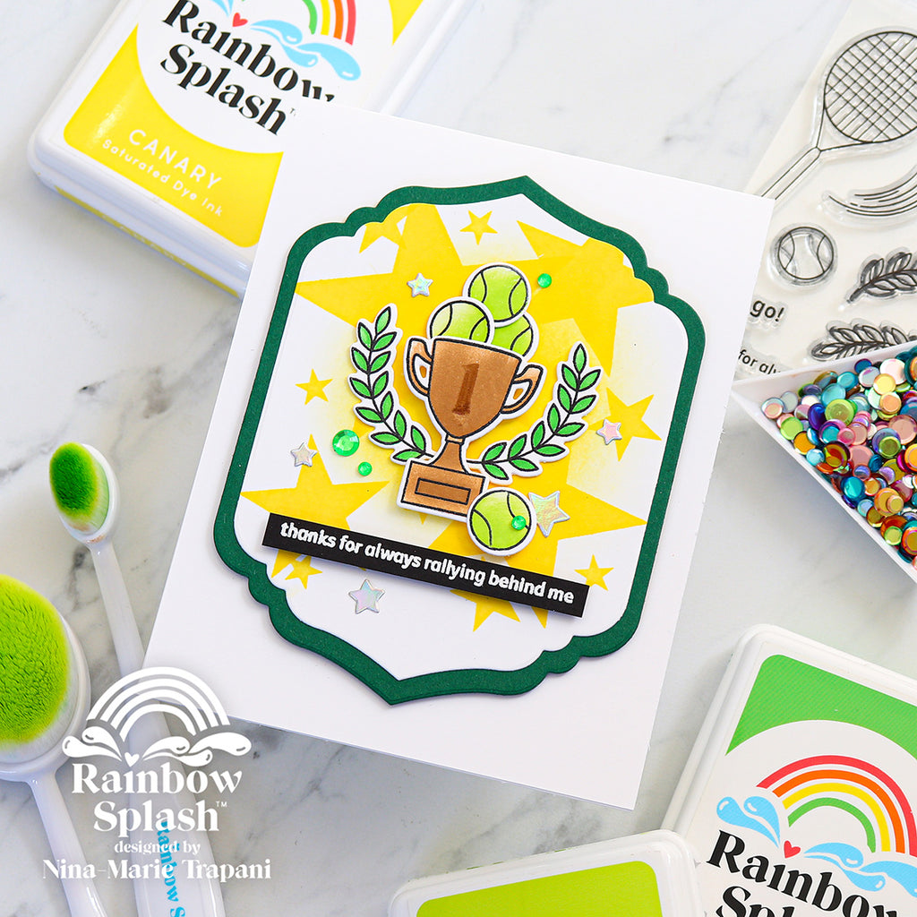 Rainbow Splash Stamps and Dies Bold Stars rs25set Thanks Card