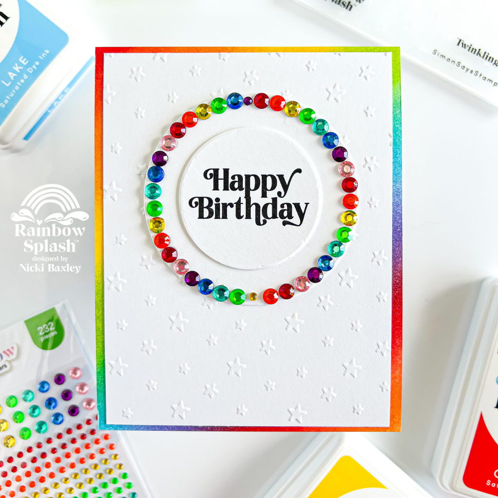 Rainbow Splash Embossing Folder Twinkling Stars rsef6 Birthday Card | color-code:ALT01