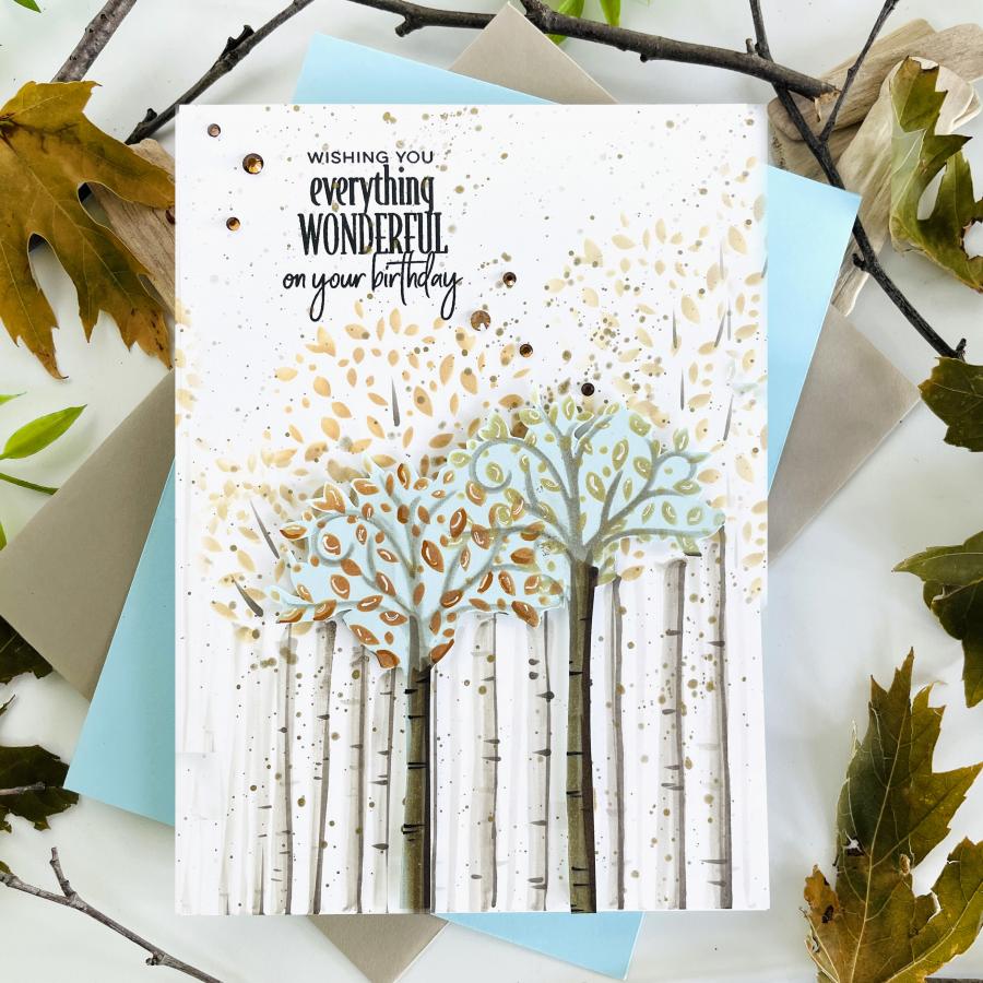 Papertrey Ink Delicate Trees Stencils-0053 on your birthday