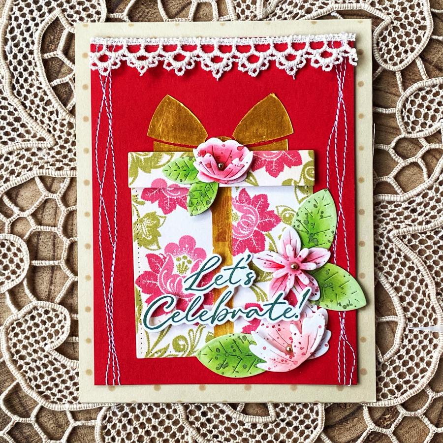 Papertrey Ink Beautiful Bows Stencils-0061 let's celebrate